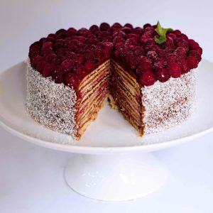 Torta panqueque manjar frambuesa 10 a 15 personas