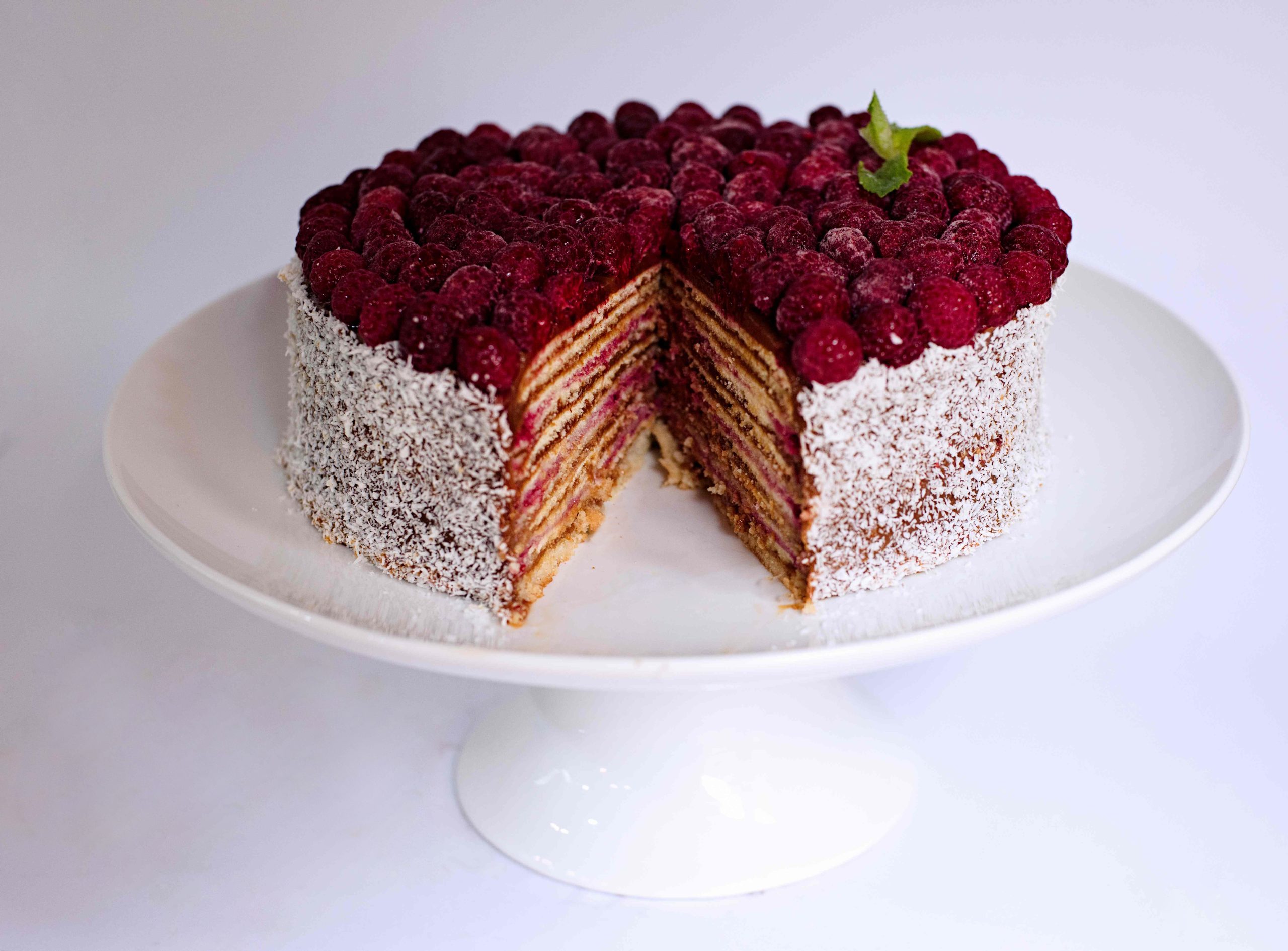 Torta panqueque manjar frambuesa sin gluten 10 a 15 personas